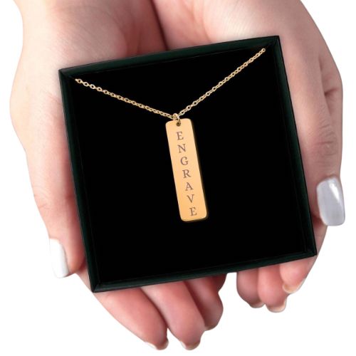 Vertical  Bar Engraved Necklace