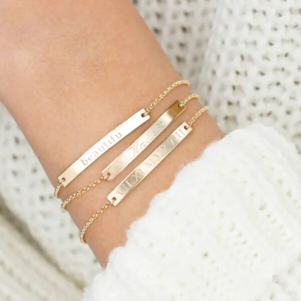 Laser Engraved Personalized Bar Bracelet 8