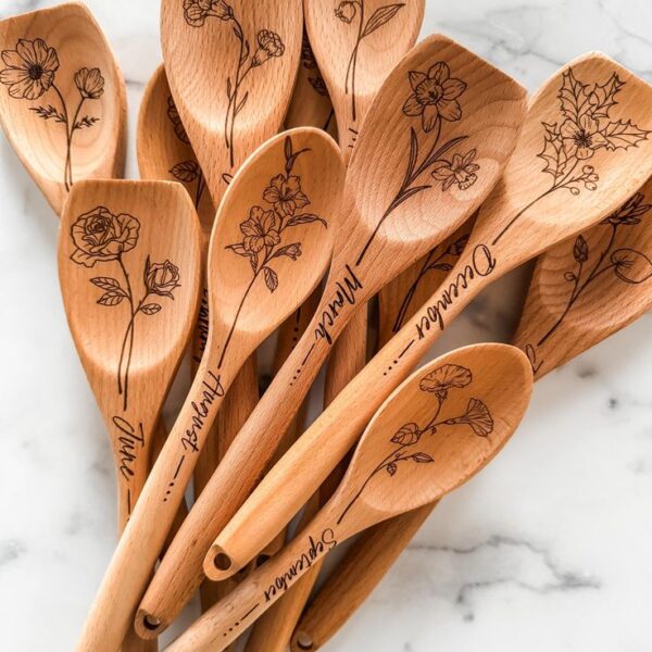 customized engraved wooden spoon