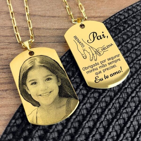 Engraved Gold Dog Tag Necklace